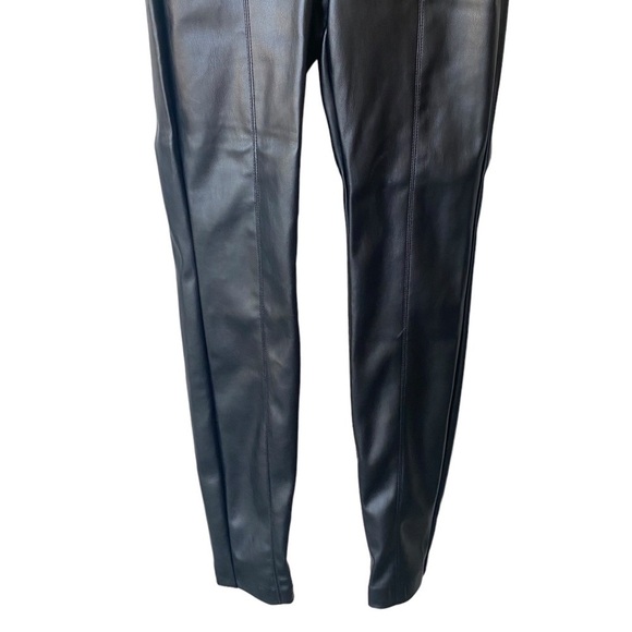 Zara Faux Leather Black High Waisted Skinny Leg Jeggings Pants Sz Small - Picture 5 of 11